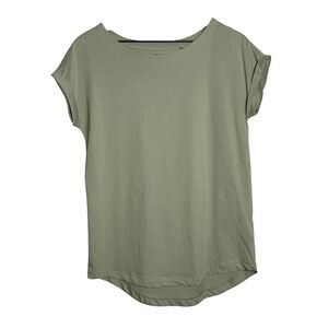 Next Womens Cap Sleeve Tee US 4 Green Boat Neck Basics Casual